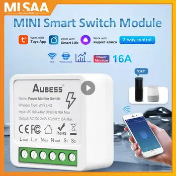 Aubess 16A Tuya WiFi DIY Smart Switch Power Monitor Двустороннее управление Автоматизацией умного дома через Alexa Google Home Alice Smart Life  0