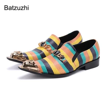 Batzuzhi/ Мужская обувь Ручной работы в Итальянском стиле, Разноцветные Кожаные Модельные туфли, Мужские Слипоны, Модные Вечерние/Свадебные туфли, Мужские Zapatos Hombre  5