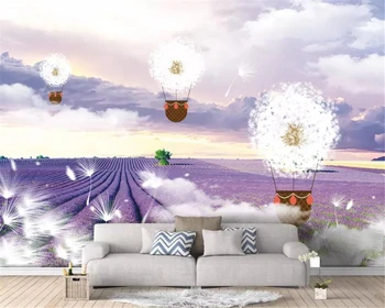 Beibehang Пользовательские обои фреска лаванда воздушный шар гостиная диван ТВ фон настенная декоративная роспись 3D обои  5