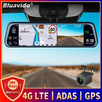 Bluavido 10 дюймов 4G LTE Android 8.1 Регистратор GPS Автомобильное Зеркало Заднего Вида Видеомагнитофон ADAS Навигация AHD 1080P Двойная Камера DVR  5