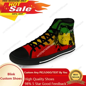 Bob Marley Reggae Star Music Rock Модные повседневные кроссовки с высоким берцем, легкая дышащая мужская и женская парусиновая обувь с 3D принтом  5