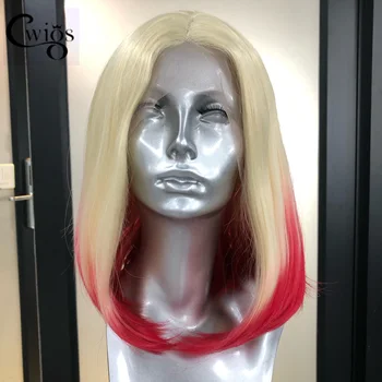 CWIGS Cospaly Бесклеевой Парик Синтетический 13×4 Синтетические Волосы На Кружеве Парики Для Женщин Высокое Качество Высокая Термостойкость Красный Градиент  5