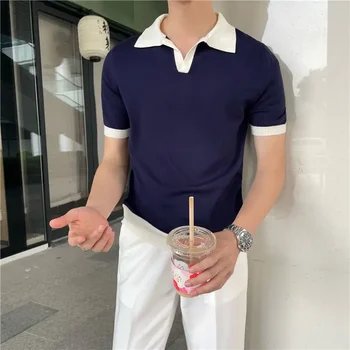 Deni - модное поло в розницу, футболка с короткими рукавами, лиоцелл, повседневная уличная одежда в корейском стиле для ежедневных тренировок  5