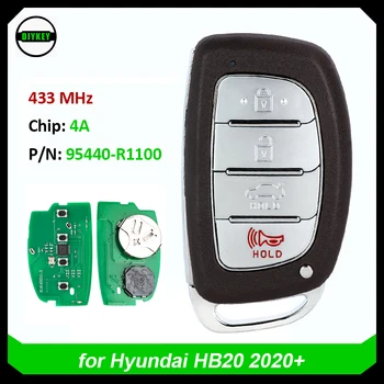 DIYKEY 433 МГц 4A Чип P/N: 95440-R1100 Бесключевой Вход Умный Дистанционный Автомобильный Брелок 4 Кнопки для Hyundai HB20 2020 2021 2022 +  5