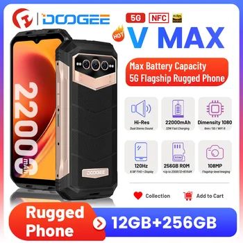 DOOGEE V Max 22000 мАч Прочный смартфон 12 ГБ 256 ГБ 108 Мп 120 Гц Прочный телефон 6,58 