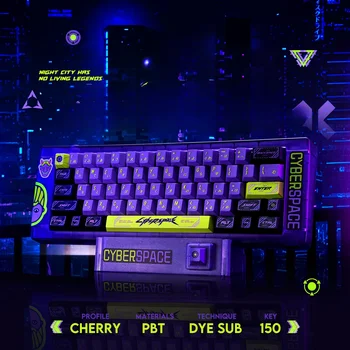 ECHOME Cyberpunk Theme Keycap Set Custom PBT Сублимационный Колпачок для Японской Клавиатуры с Вишневым Профилем KeyCap для Механической Клавиатуры  5