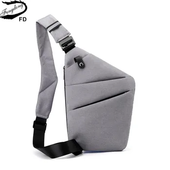 Fengdong мужская ультратонкая противоугонная маленькая нагрудная сумка, мини-сумки через плечо, мужская сумка-слинг на одно плечо для путешествий, спортивная сумка для мальчика  5