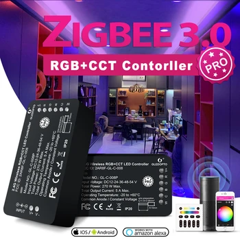 GLEDOPTO Zigbee 3.0 Smart LED Strip Controller RGBCCT Pro Совместим с приложением Hub Tuya SmartThings App 2.4G RF Пульт Дистанционного управления Голосом  5