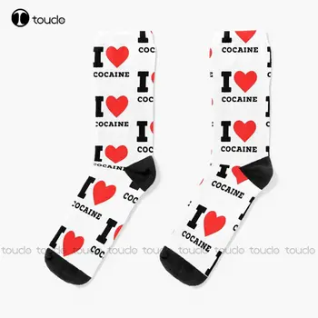 I Love Cocaine Socks Спортивные Носки с цифровой печатью 360 ° Персонализированные Пользовательские Носки Унисекс для взрослых, подростков и молодежи, Подарочная Уличная одежда на заказ  4