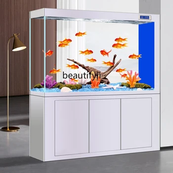 Jinjing Супер Белый стеклянный входной экран, аквариум с рыбками-драконами, гостиная, Аквариум с большой сменой воды  5