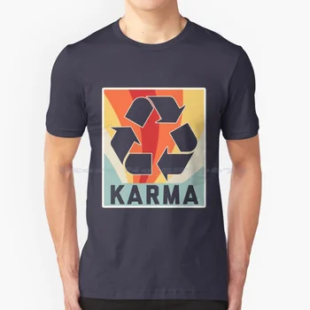 Karma Ретро Футболка из 100% хлопка Karma Перерабатывает Ретро Karma Gag Party Karma Police Забавная Karma Karma Юмор Karma День Земли  4