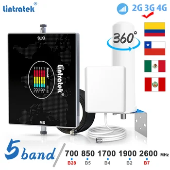 Lintratek 5-полосный Усилитель Сотовой связи 2G 3G 4G B28 LTE GSM 700 Ретранслятор Сети Мобильной Связи 850 1700 1900 2600 МГц Усилитель Сигнала  5