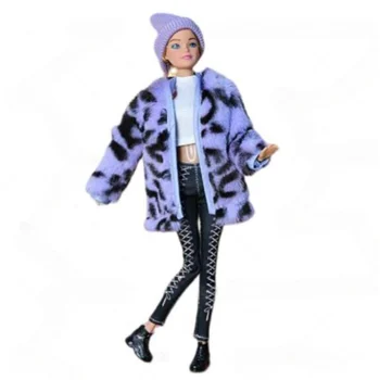 LX354 Модное пушистое пальто с леопардовым узором, юбка, костюм, одежда, подарки для ваших кукол 1/6 babi xinyi fr fr2 mizi Mengfan  4