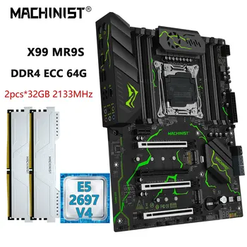 MACHINIST X99 Комплект материнской платы Xeon E5 2697 V4 CPU Processador LGA 2011-3 DDR4 2* 32 ГБ Оперативной памяти ATX SSD NVME sata M.2 MR9S  0