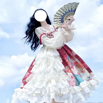 MAGOGO Оригинальное дизайнерское платье на подтяжках в стиле мультяшной Лолиты с милым бантом, кружевное платье принцессы без рукавов для девочек  5