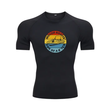 Motorboatin Son Of A Btch, забавная футболка для катания на моторной лодке, модные футболки в стиле ретро, хлопковые футболки для мужчин, для отдыха  10