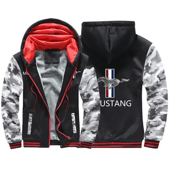 Mustang Зимняя мужская брендовая утепленная куртка с принтом, спортивные мужские толстовки, толстовка на молнии, спортивный костюм, пальто для колледжа  5