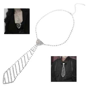 MXMB; Женское ожерелье из блестящих стразов с регулируемой цепочкой; Длинный галстук с блестящими кристаллами; Модные украшения для шеи; подарок для вечеринки  5