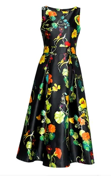 MYSIMLOCHIC Модное длинное платье Миди трапециевидной формы с цветочным принтом, женское платье 2023, летний осенний жилет на бретелях, офисные женские рабочие платья, черный  4