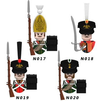 N017-019 Войны, строительные блоки для солдат, фигурки французских британских стрелков, винтовки для волынщиков, черные строительные материалы для оружия  5