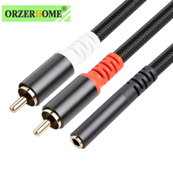 ORZERHOME 3,5 мм к Разъему для двух штекерных кабелей RCA 3,5 мм к разъему для стереозвука 2RCA Y-Образный Шнур-разветвитель от розетки к розетке Кабель-адаптер  5