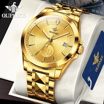 OUPINKE 3226 Оригинальные автоматические мужские часы из настоящего золота с настоящими бриллиантами, швейцарская сертификация, сапфировое зеркало, мужские часы  5