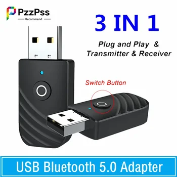 PzzPss USB Bluetooth 5.0 Адаптер 3 В 1 Аудиоприемник передатчик 3,5 мм AUX Стерео адаптер для телевизора, ПК, компьютера, автомобильных аксессуаров  5
