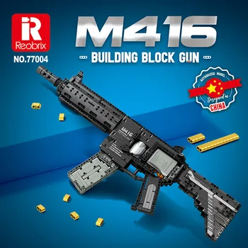 Reobrix 77004 M416 Штурмовая Винтовка Модель Военного Оружия Серии DIY Игрушки С Мелкими Частицами Строительные Блоки Пистолет Подарок Для Мальчика 1188 шт.  3