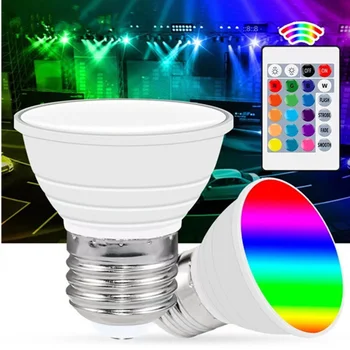 RGB LED Light E27 LED bulb220v Цветная Умная Лампа GU10Spotlight Лампа E14 Lampe Led Gu5.3 Light MR16 Лампа с Регулируемой яркостью Для Домашнего Декора  5