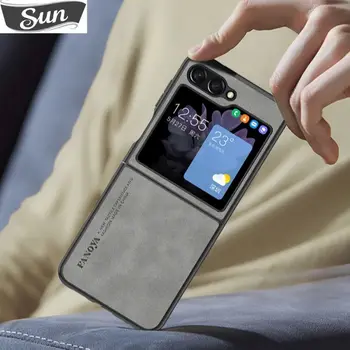 Samung Z Flip 5 Case Роскошный Чехол Из Овечьей Кожи Funda Для Samsung Galaxy Z Flip5 ZFlip5 ZFlip 5 5G С Полной Защитой Объектива Coque  3