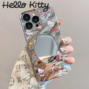 Sanrio Hello Kitty Лазерный Зеркальный Чехол для телефона iPhone 11 12 13 14 15 Pro Max Case Милый Женский Чехол для iPhone 14 13 12 11 Pro Max  4