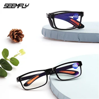 Seemfly Классические Женские Мужские Очки для чтения, Портативные складные очки, ретро Прозрачные линзы, защита от синих лучей, Дальнозоркость +1.5 2.0 3.0 4.0  0