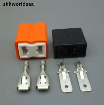 shhworldsea 10 комплектов 2-контактный керамический разъем 6,3 мм H7 для автомобиля, штепсельная вилка для автомобильного держателя лампы, штепсельная вилка для автомобильной лампы Audi VW car ect.  5