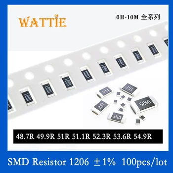 SMD резистор 1206 1% 48,7R 49,9R 51R 51,1R 52,3R 53,6R 54,9R 100 шт./лот микросхемные резисторы 1/4 Вт 3,2 мм*1,6 мм  5