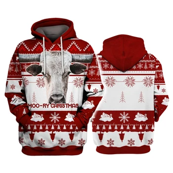 Texas Longhorn Moo-Ry Рождественские 3D толстовки, пуловеры с принтом, мужские и женские забавные свитшоты, Рождественский свитер, прямая поставка  4