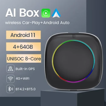 Tomostrong универсальный 8-Ядерный Автомобильный Игровой AI BOX Беспроводной Адаптер Carplay Android Auto 4G LTE WIFI GPS BT Поддержка YouTube Netflix IPTV  5