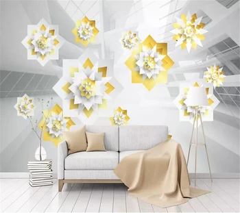 wellyu Пользовательские обои papel de parede Современный минималистичный 3D стерео цветок геометрическое пространство фреска фон стены behang  5