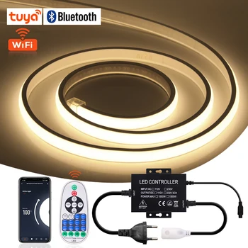 WIFI Bluetooth COB Светодиодная Лента Неоновый Свет 220V 288Leds/m Водонепроницаемая Гибкая Лента С Регулируемой яркостью FOB LED Light Tuya Alexa Control  10