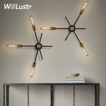 Willlustr винтажное железное настенное бра, металлическая лампа в стиле лофт, промышленное освещение в стиле кантри, поворотный рычаг, минимальный кинетический свет, кафе  5