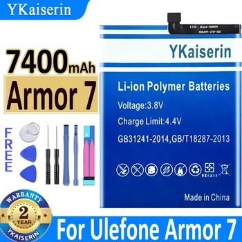 YKaiserin 7400 мАч для аккумулятора Ulefone Armor 7 Новый 6,3-дюймовый аккумулятор для мобильного телефона ULEFONE Armor 7 + Номер трека  10