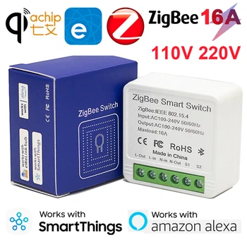Zigbee Mini Smart Wifi Switch Беспроводные выключатели света своими руками 16A Smart Home Control Работает с Ewelink SmartThings Alexa  5