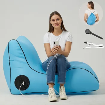 Автоматический надувной шезлонг, Портативный Ленивый диван, надувное кресло, защита от протечек воздуха, Водонепроницаемый диван с зарядкой телефона, кемпинг на открытом воздухе  5