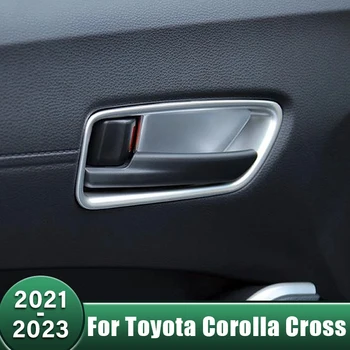 Автомобильная Внутренняя Дверная Ручка Чаша Рамка Декоративные Крышки Планки Наклейки Аксессуары Для Toyota Corolla Cross XG10 2021 2022 2023 Hybrid  5