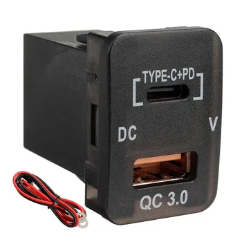 Автомобильное зарядное устройство Type-C + PD QC3.0, Двойной USB-адаптер, Гнездо на приборной панели, Вольтметр для Prado  5