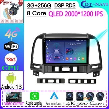 Автомобильное Радио Мультимедийный Видеоплеер Навигация Стерео GPS Для Hyundai Santa Fe 2 2006-2012 WIFI BT 4G Carplay No 2 DIN 2 DIN DVD  10