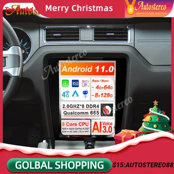 Автомобильный GPS-навигатор Tesla Style Android 11 8 + 256 ГБ для Ford Mustang GT 2010-2014, Мультимедийный плеер головного устройства, Магнитола.  5