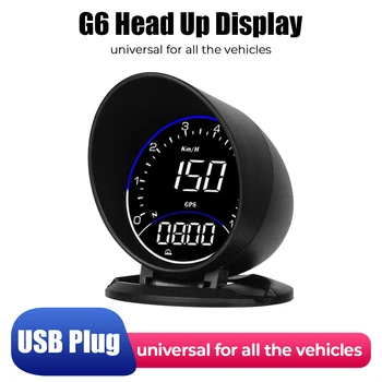 Автомобильный головной дисплей, Спидометр, пробег, G6 HUD, обороты в минуту, миль / ч, GPS-компас, цифровые часы, измеритель высоты с будильником при окружающем освещении.  5