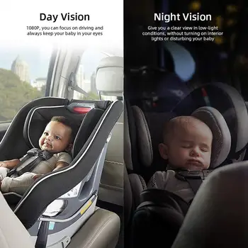 Автомобильный монитор ночного видения с высоким разрешением, детская камера заднего вида с поворотом на 360 градусов для авто  5