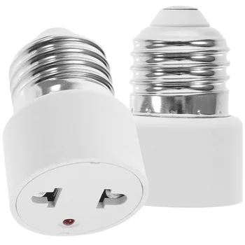 Адаптер для розетки электрической лампочки, преобразователь базовой лампочки E27 в 2-контактный штекер, белый держатель лампы, винт для розетки светодиодной лампы  10