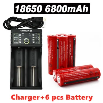 аккумулятор 18650 3,7 В литий-ионная аккумуляторная батарея для светодиодного фонарика batery litio battery + зарядное устройство  3